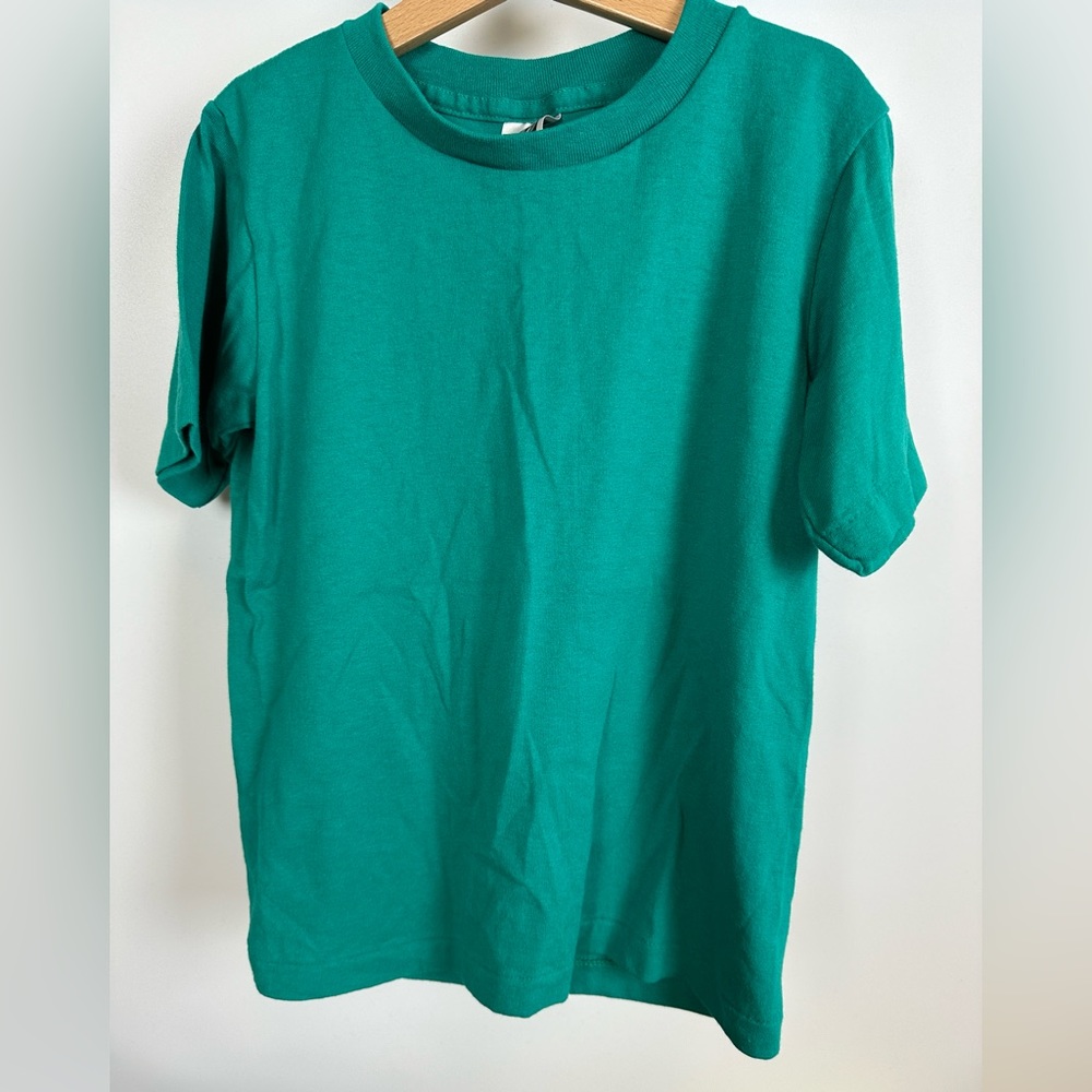 Vintage LA FOR KIDS Solid Blank Teal Green T-Shirt Tee Shirt Size‎ Medium